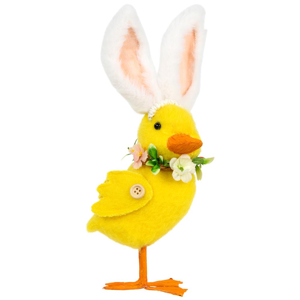 Duckling with Rabbit Ears Easter Figurine - 10" - Yellow. Picture 2