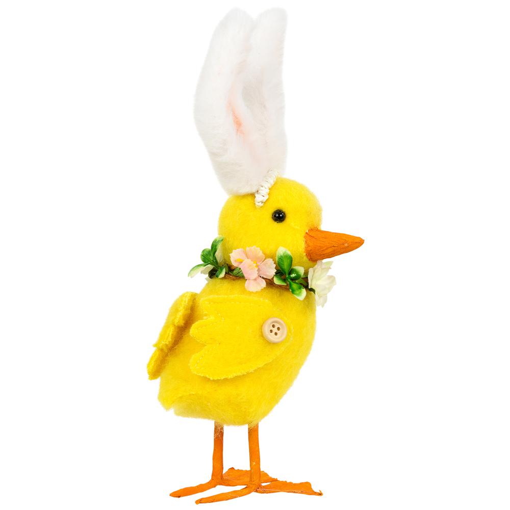 Duckling with Rabbit Ears Easter Figurine - 10" - Yellow. Picture 3