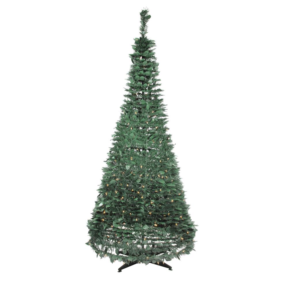 6' Pre-Lit Green Holly Leaf Pop-Up Artificial Christmas Tree - Clear Lights. Picture 1