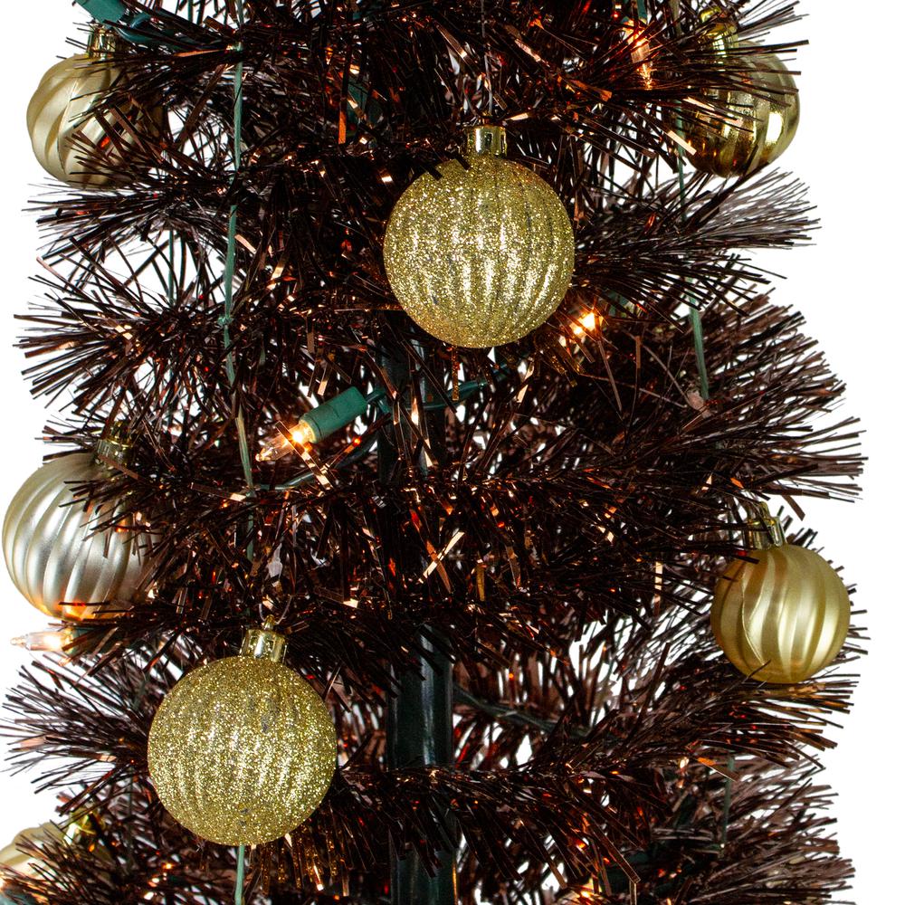 6' Pre-Lit Brown Pre-Decorated Pop-Up Artificial Christmas Tree. Picture 2