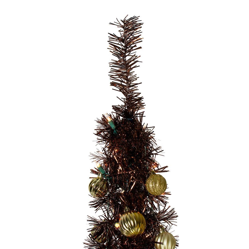 6' Pre-Lit Brown Pre-Decorated Pop-Up Artificial Christmas Tree. Picture 3