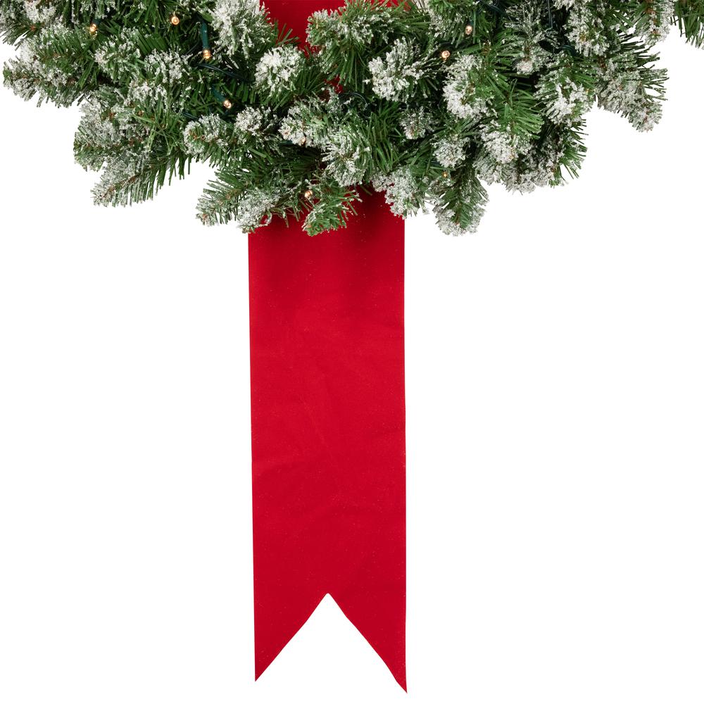 Set of 3 Pre-Lit B/O Flocked Wreaths on Red Ribbon Christmas Decoration  6.5'. Picture 2