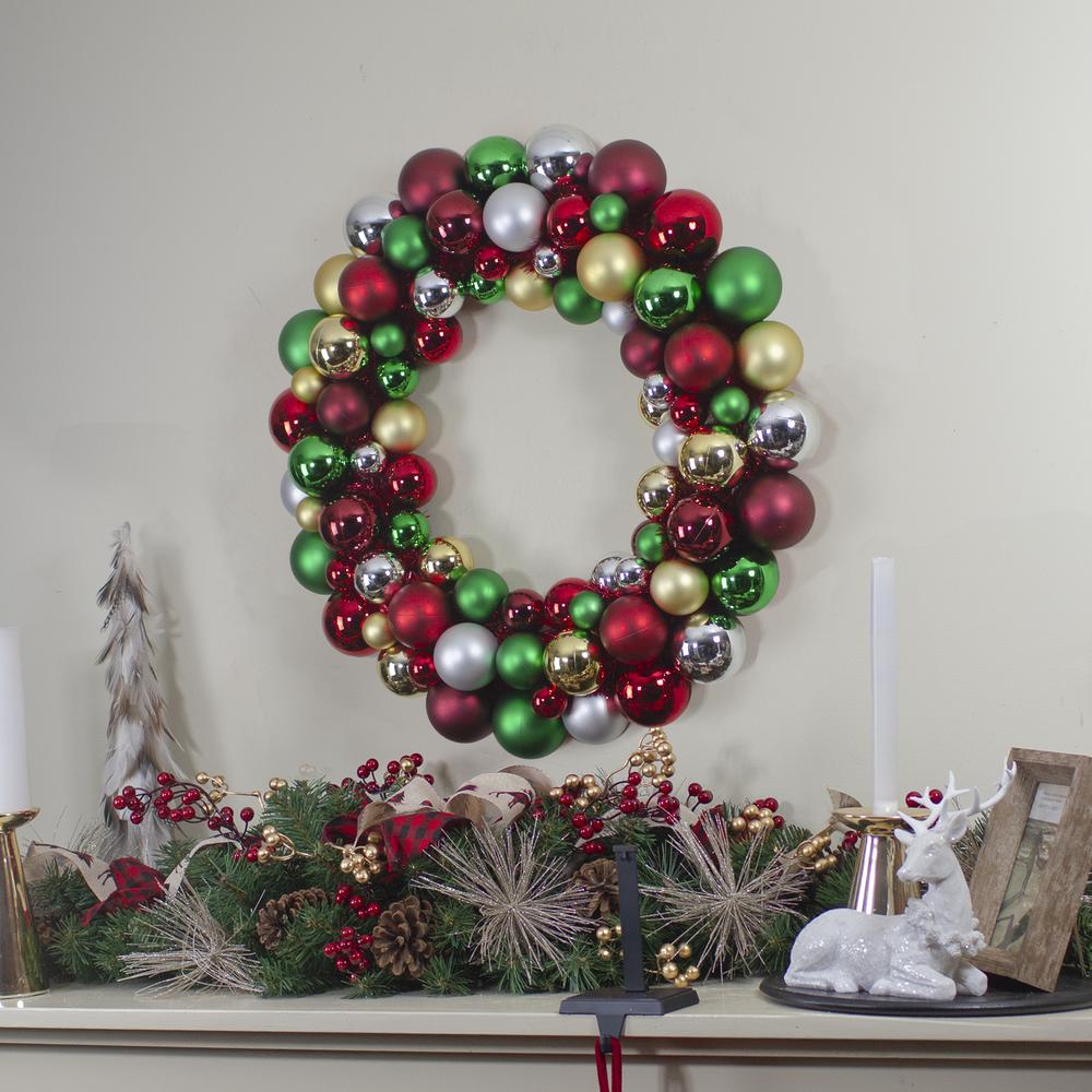 Traditional Colors 2-Finish Shatterproof Ball Christmas Wreath  36-Inch. Picture 2