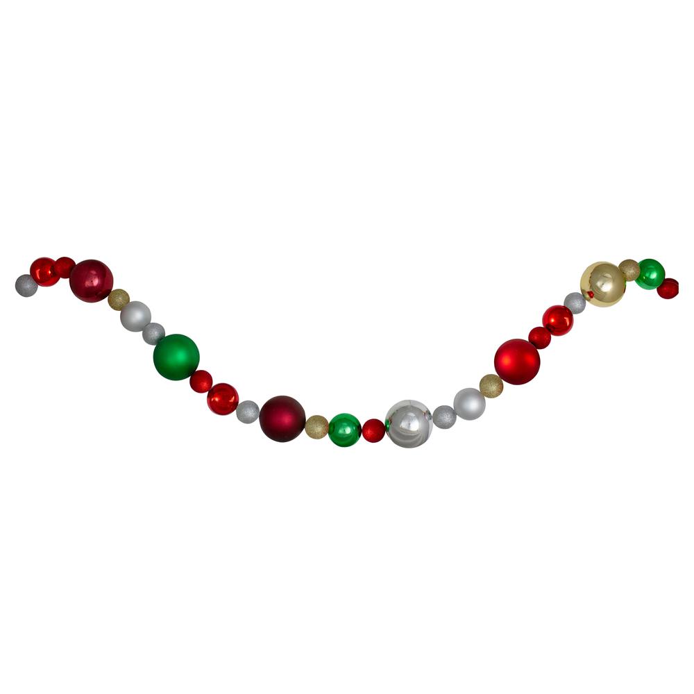 6' Traditional Colored Shatterproof Ball Artificial Christmas Garland - Unlit. Picture 1