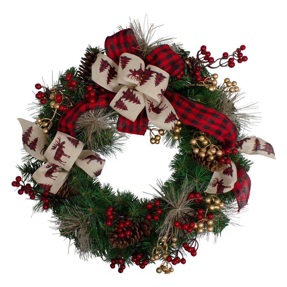 Bows and Berries Artificial Christmas Wreaths - 24-Inch  Unlit. Picture 1