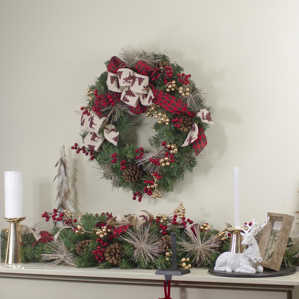 Bows and Berries Artificial Christmas Wreaths - 24-Inch  Unlit. Picture 2
