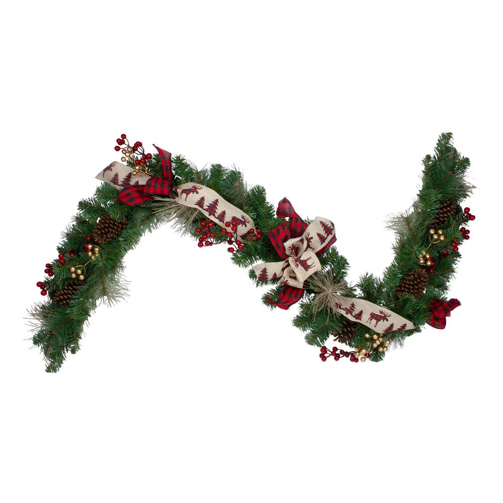6' x 12" Bows and Berries Artificial Christmas Garland - Unlit. Picture 1