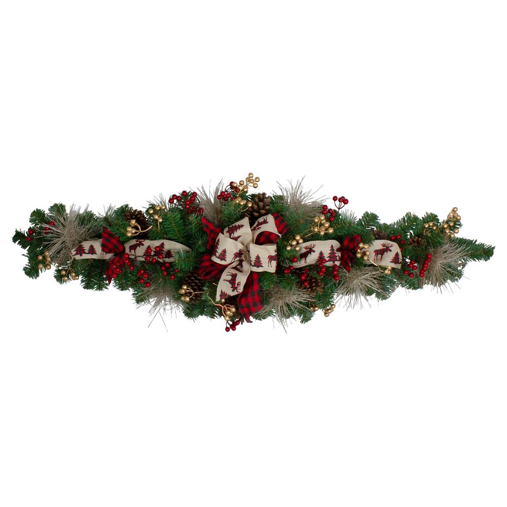 52" Berries and Bows Artificial Christmas Swag - Unlit. Picture 1