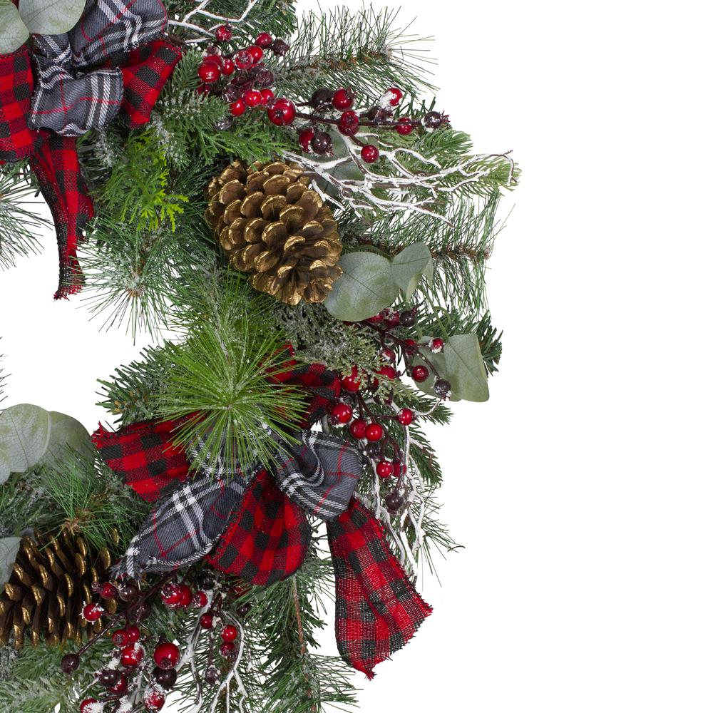Dual Plaid and Berries Artificial Christmas Wreath - 24-Inch  Unlit. Picture 4
