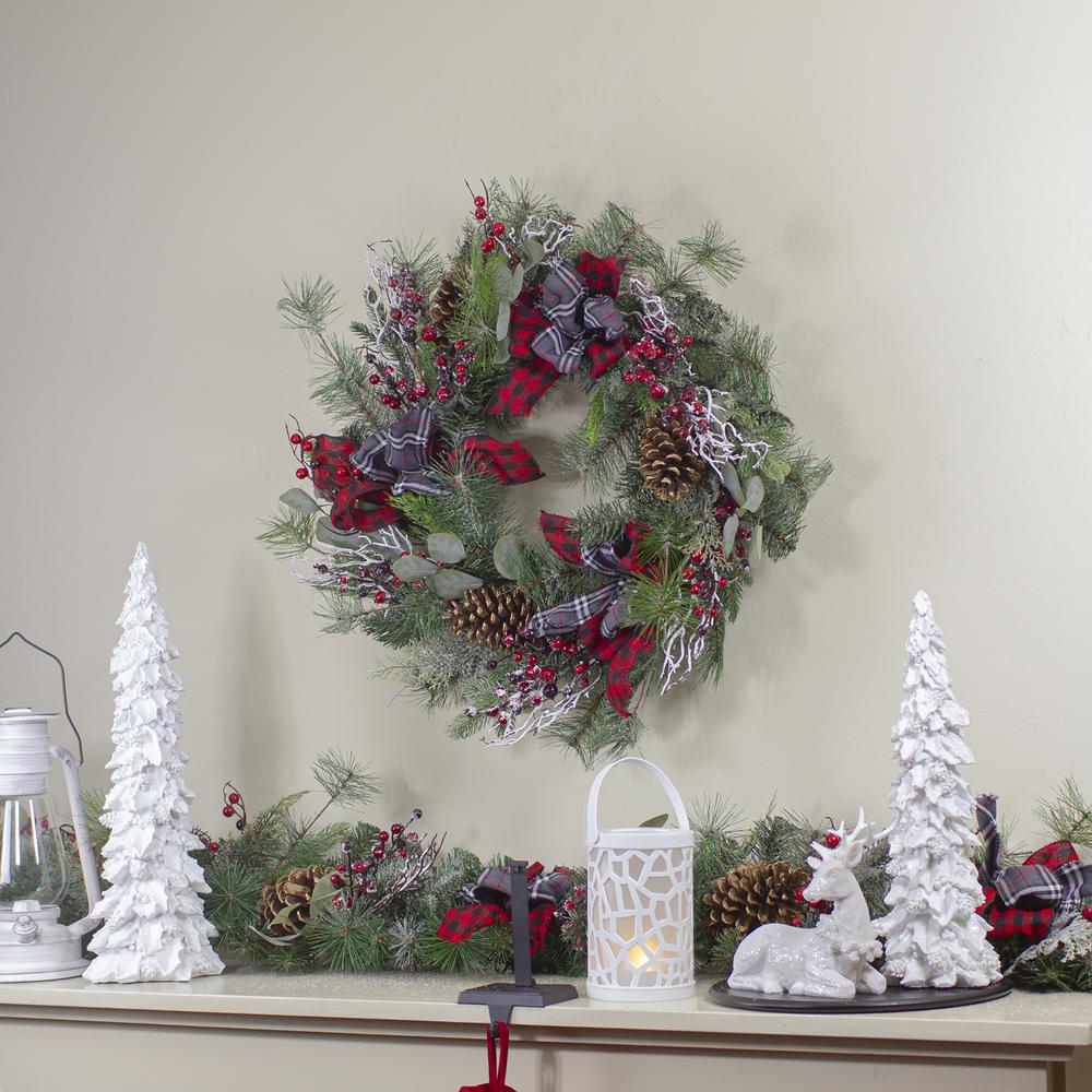Dual Plaid and Berries Artificial Christmas Wreath - 24-Inch  Unlit. Picture 2