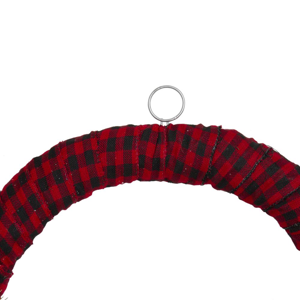 Red and Black Buffalo Plaid and Berry Artificial Christmas Wreath - 24-Inch  Unlit. Picture 4
