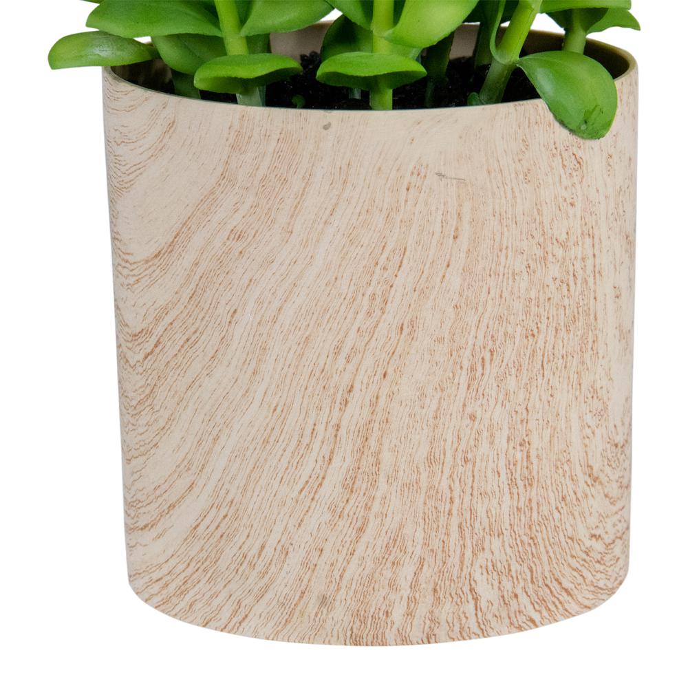 10" Green Artificial Privet Plant in Faux Wood Pot. Picture 3