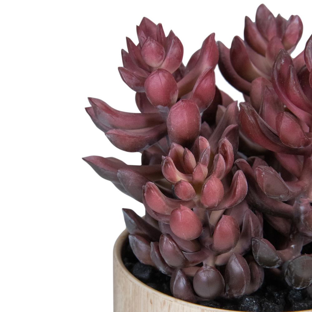 7" Purple Artificial Succulent in Faux Wood Pot. Picture 4