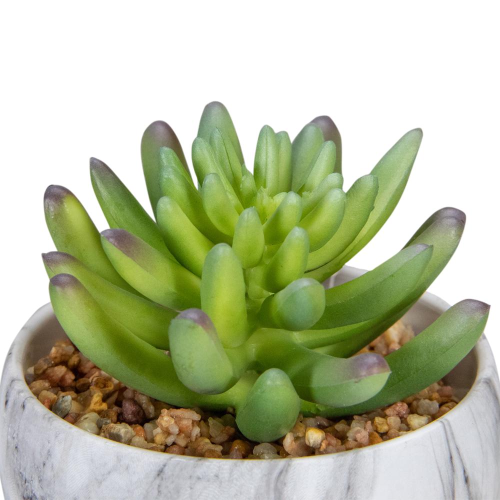 4.25" Green Artificial Succulent in Faux Marble Pot. Picture 3