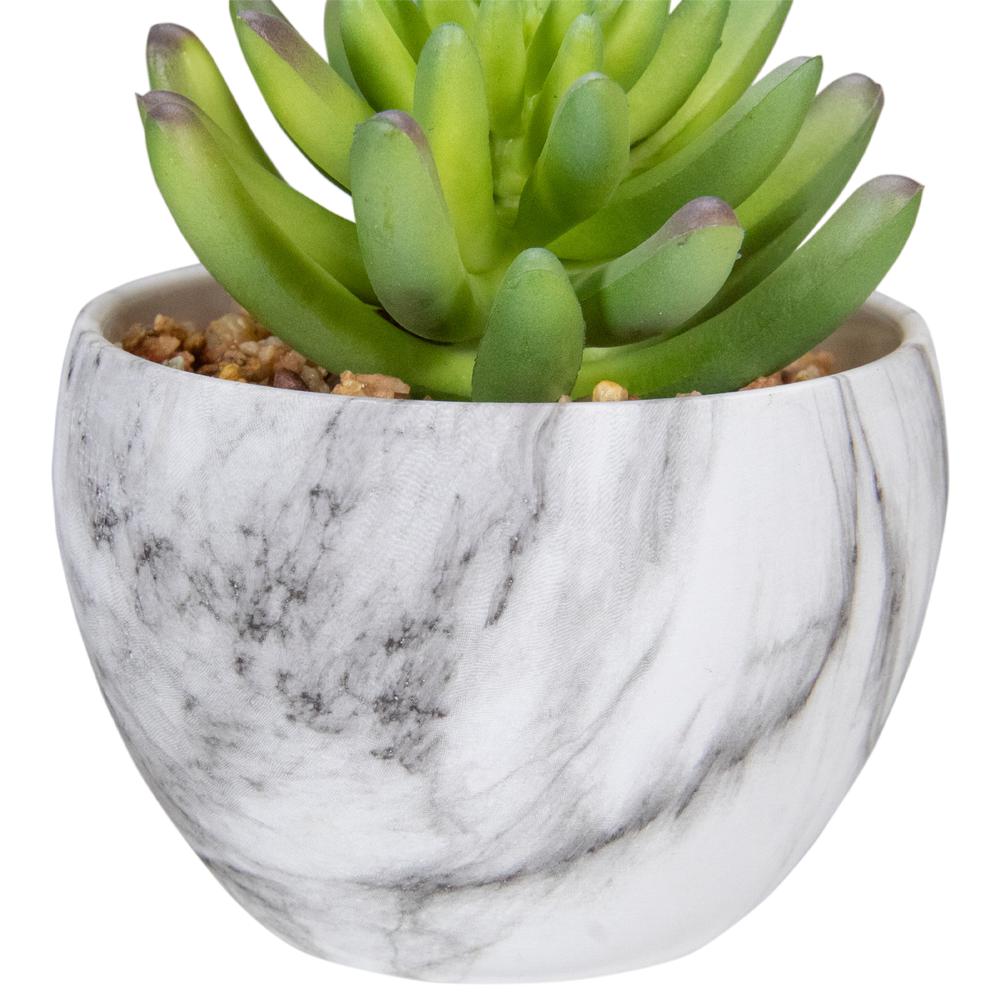 4.25" Green Artificial Succulent in Faux Marble Pot. Picture 4