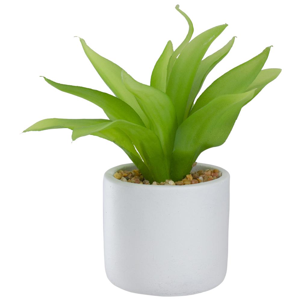 8" Green Artificial Aloe Plant in a White Pot. Picture 1