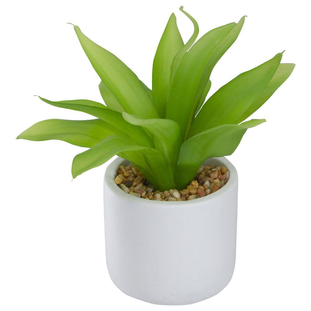 8" Green Artificial Aloe Plant in a White Pot. Picture 3