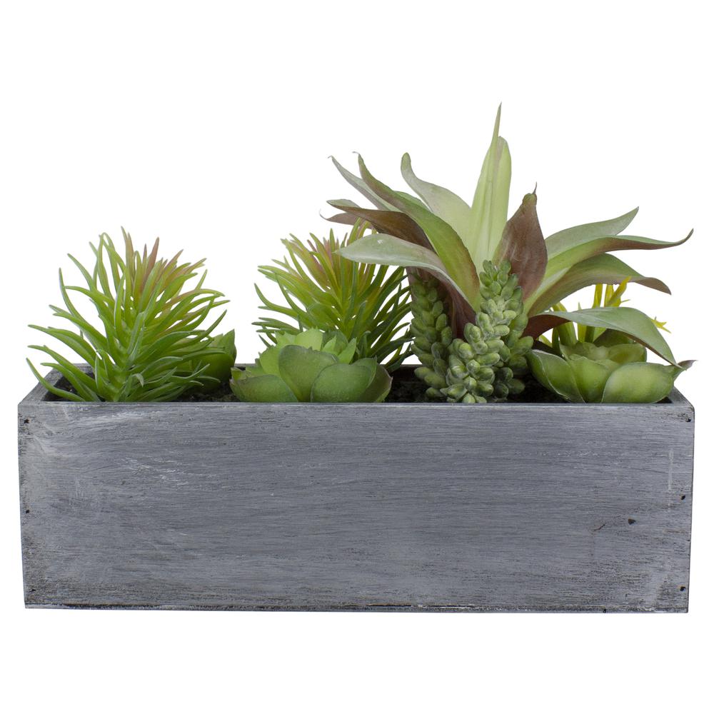 12" Artificial Mixed Succulent Plants in a Rectangular Planter. Picture 1