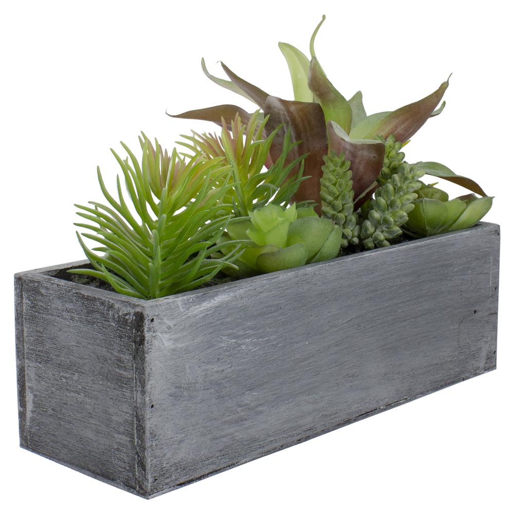 12" Artificial Mixed Succulent Plants in a Rectangular Planter. Picture 3