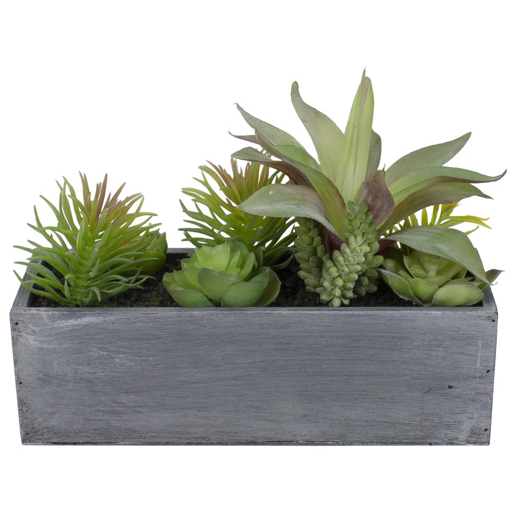 12" Artificial Mixed Succulent Plants in a Rectangular Planter. Picture 4