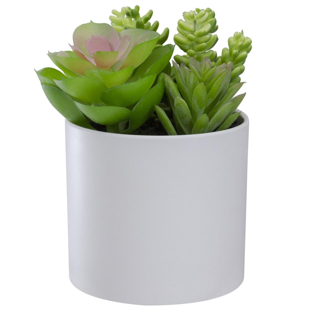 5.5" Mixed Artificial Succulent Arrangement in a White Pot. Picture 1