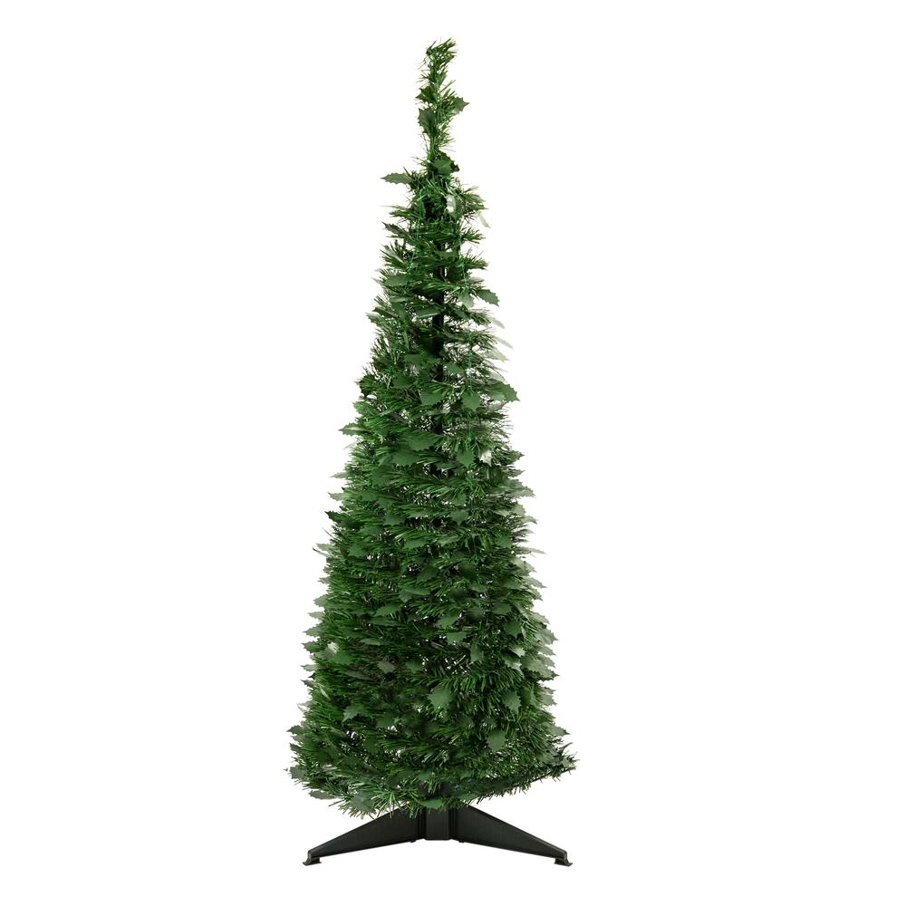 4' Green Tinsel Pop-Up Artificial Christmas Tree  Unlit. Picture 1