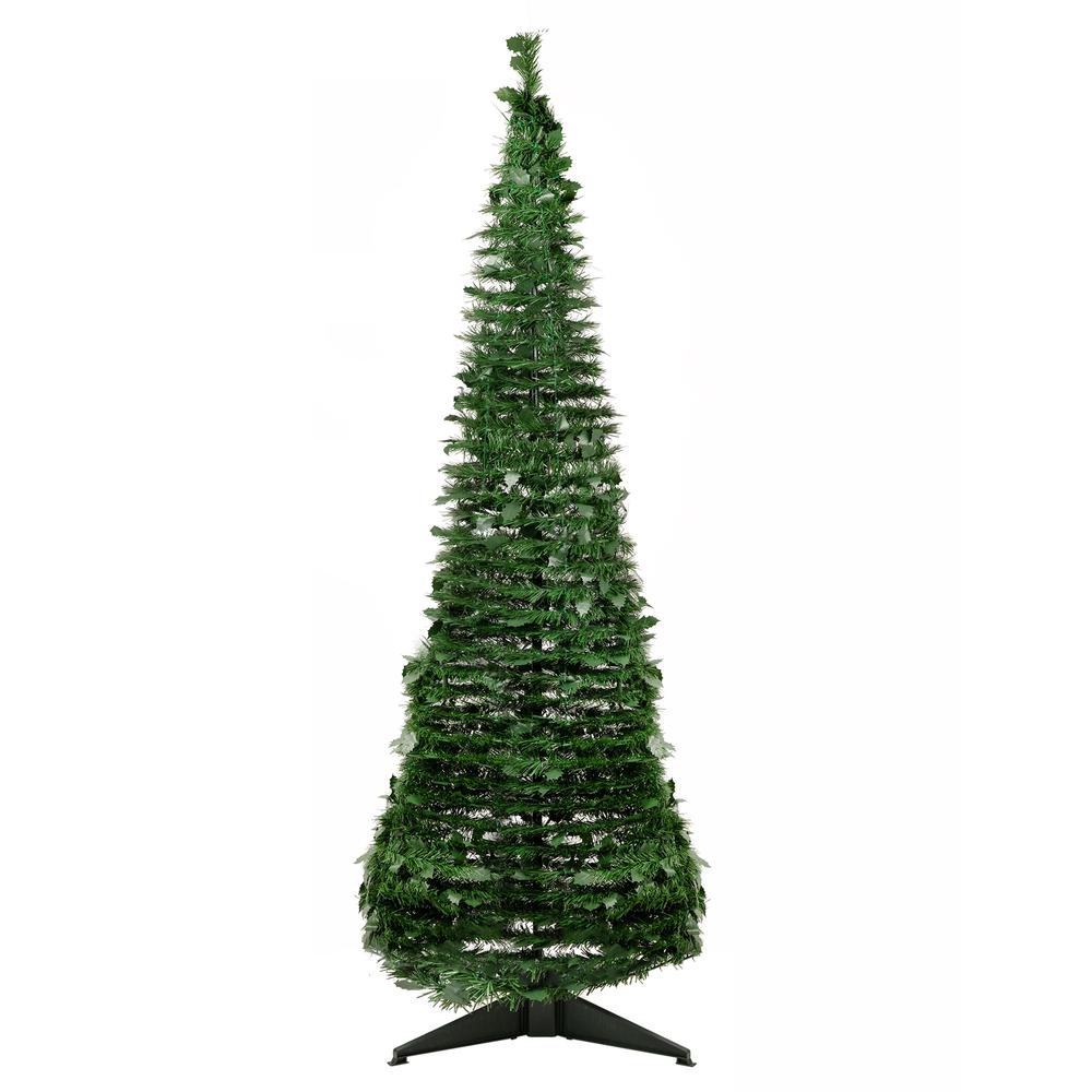 6' Green Tinsel Pop-Up Artificial Christmas Tree  Unlit. The main picture.