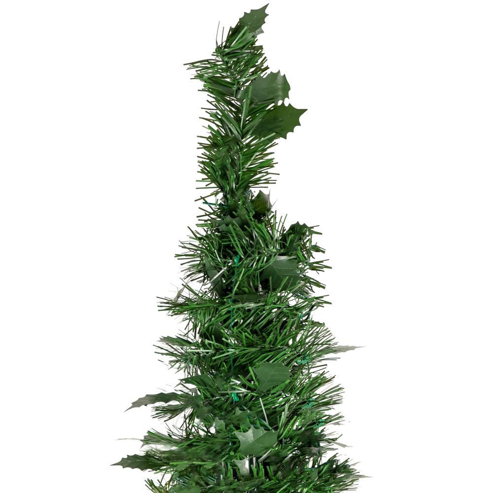 6' Green Tinsel Pop-Up Artificial Christmas Tree  Unlit. Picture 5