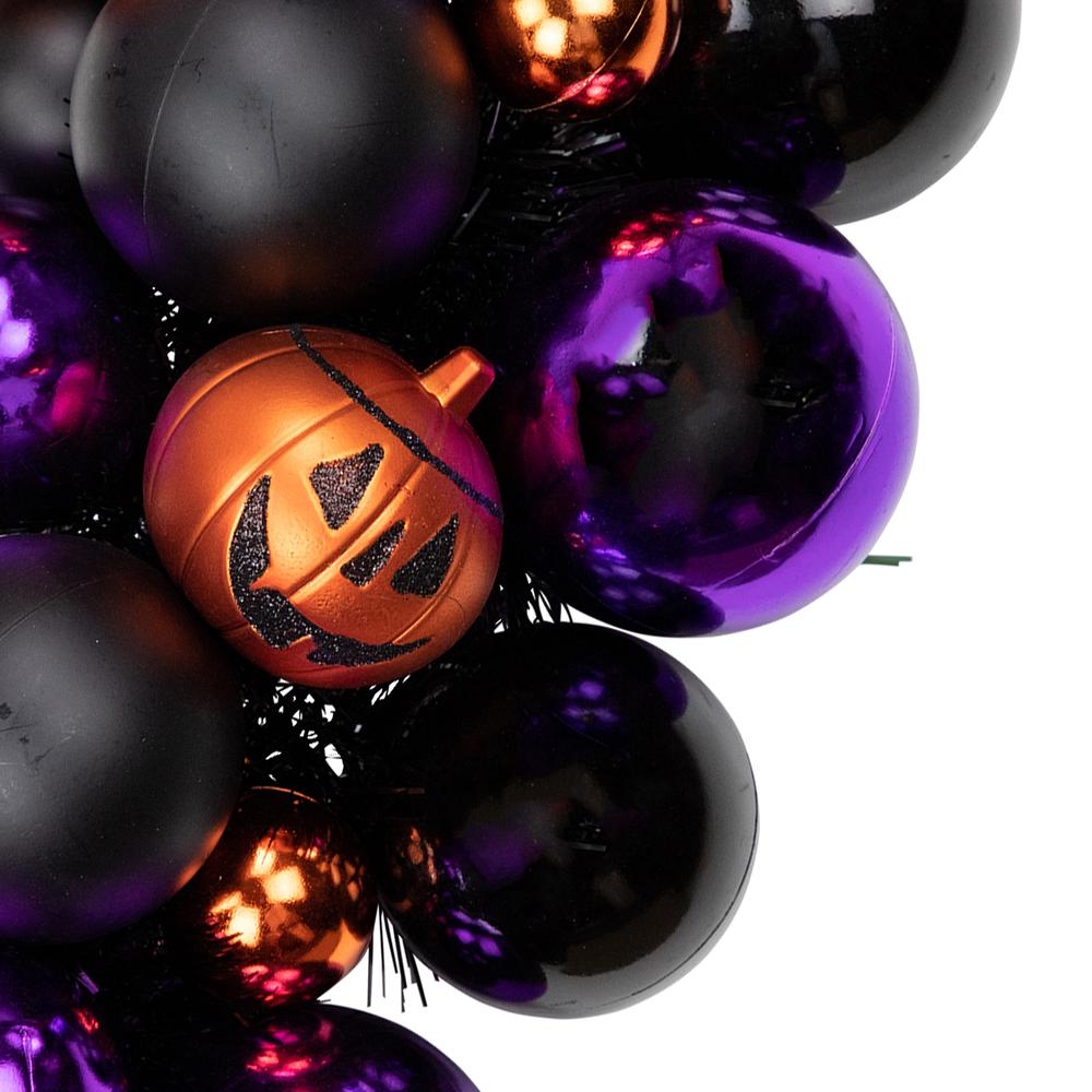 Jack-O-Lantern Shatterproof Ball Ornament Halloween Wreath - 24-Inch  Unlit. Picture 3