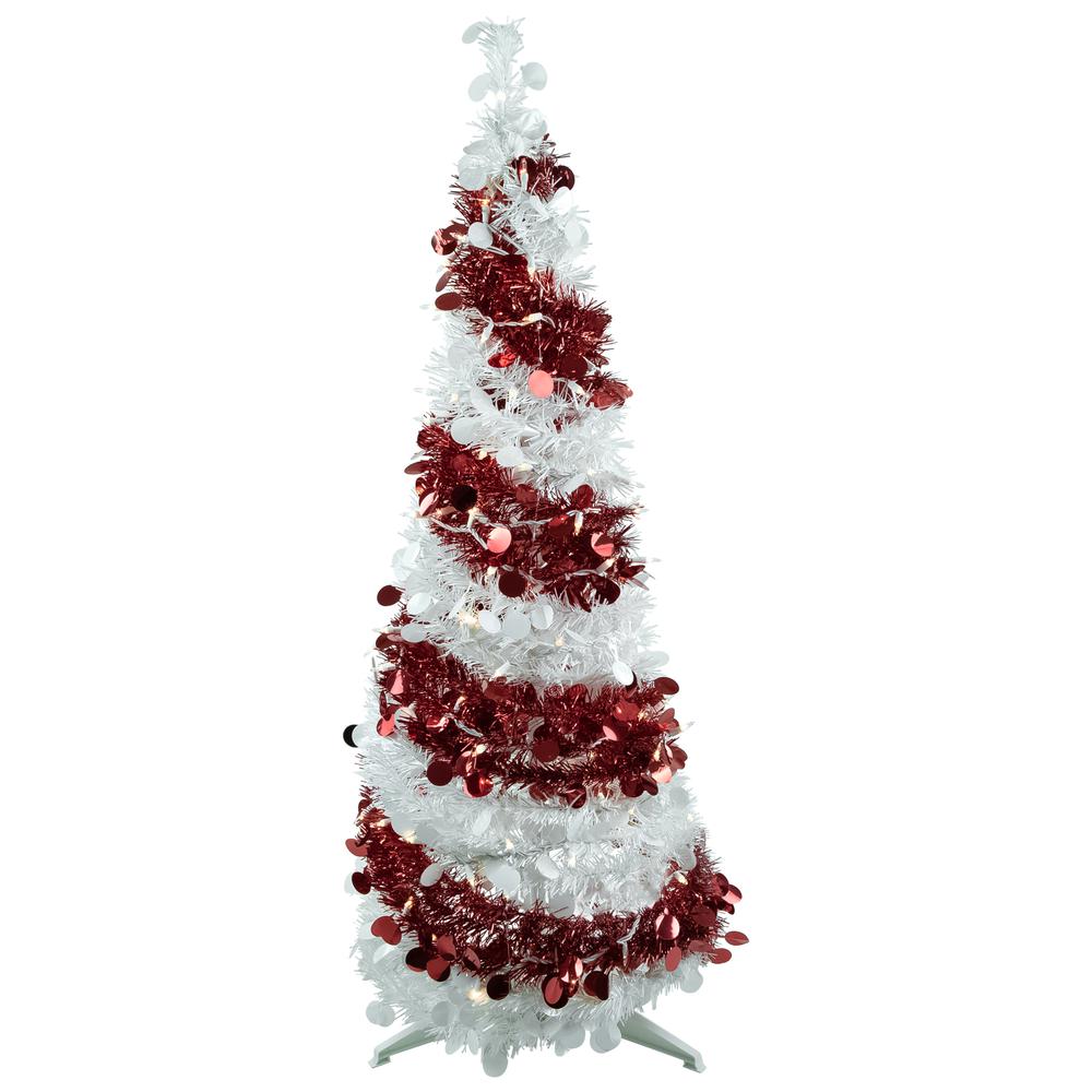 4' Pre-Lit Candy Cane Pop-Up Artificial Christmas Tree  Clear Lights. Picture 1