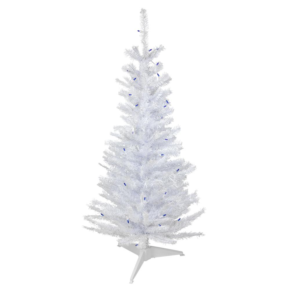4' Pre-Lit Woodbury White Pine Slim Artificial Christmas Tree  Blue Lights. The main picture.