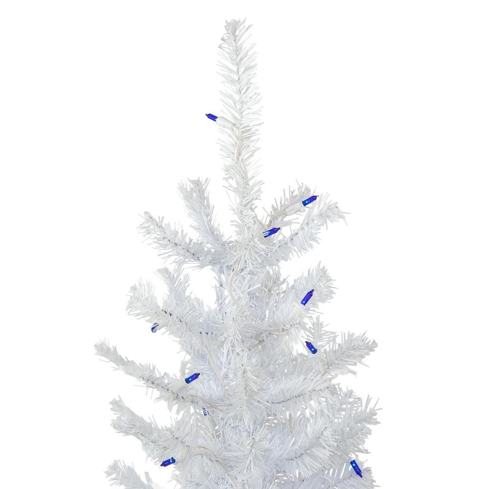 2' Pre-Lit Woodbury White Pine Slim Artificial Christmas Tree  Blue Lights. Picture 2