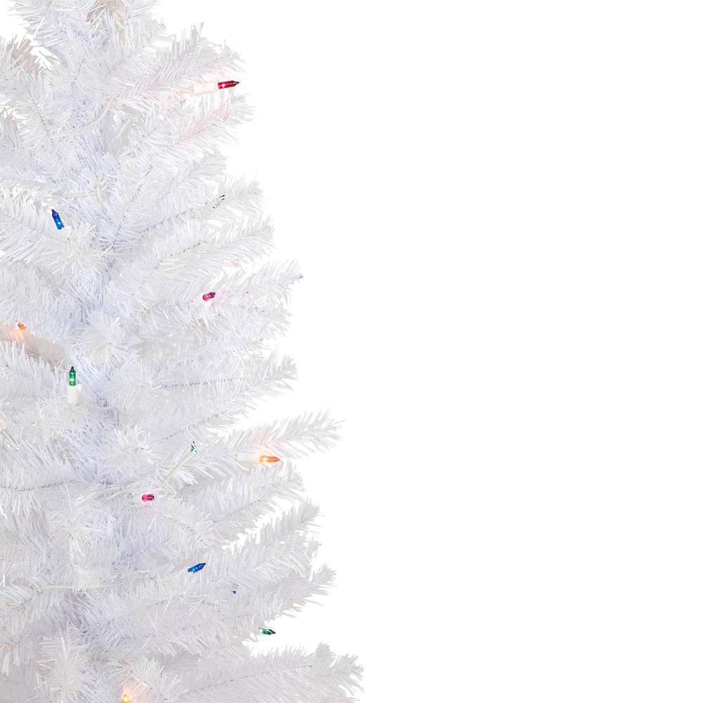 4' Pre-Lit Woodbury White Pine Slim Artificial Christmas Tree  Multi Lights. Picture 4