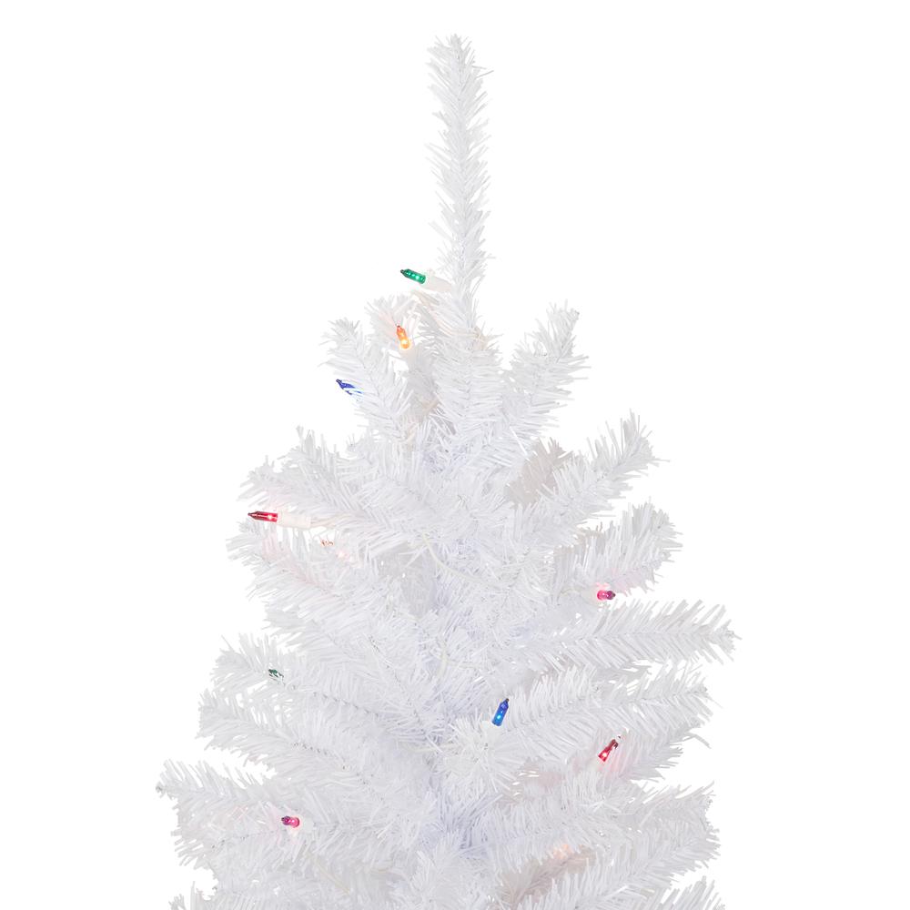 4' Pre-Lit Woodbury White Pine Slim Artificial Christmas Tree  Multi Lights. Picture 5