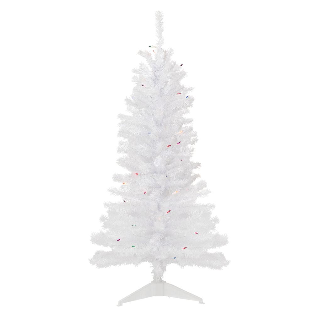 4' Pre-Lit Woodbury White Pine Slim Artificial Christmas Tree  Multi Lights. The main picture.