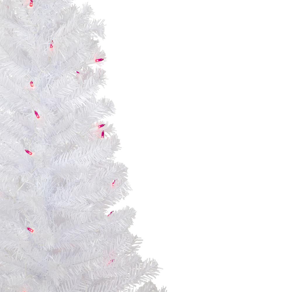 4' Pre-Lit Woodbury White Pine Slim Artificial Christmas Tree  Pink Lights. Picture 4