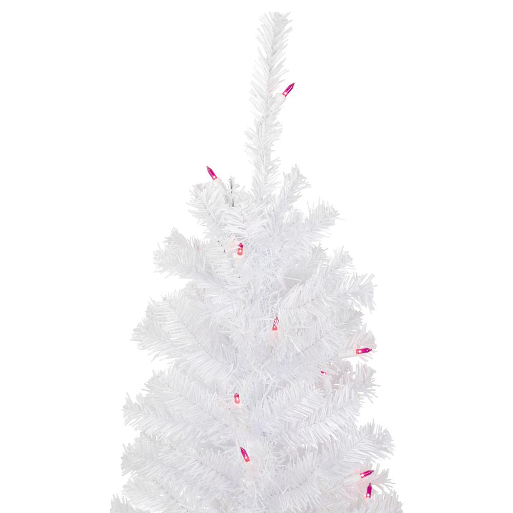 4' Pre-Lit Woodbury White Pine Slim Artificial Christmas Tree  Pink Lights. Picture 5
