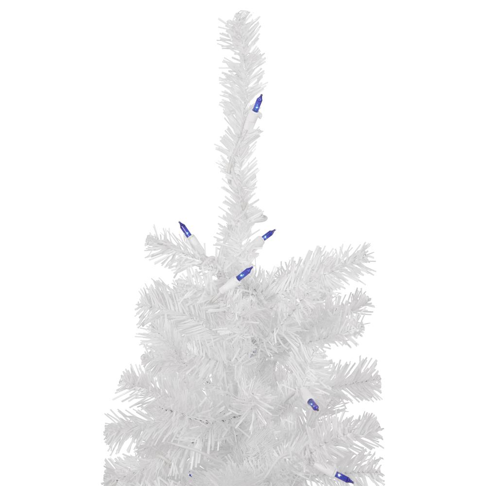 3' Pre-Lit Woodbury White Pine Slim Artificial Christmas Tree  Blue Lights. Picture 4