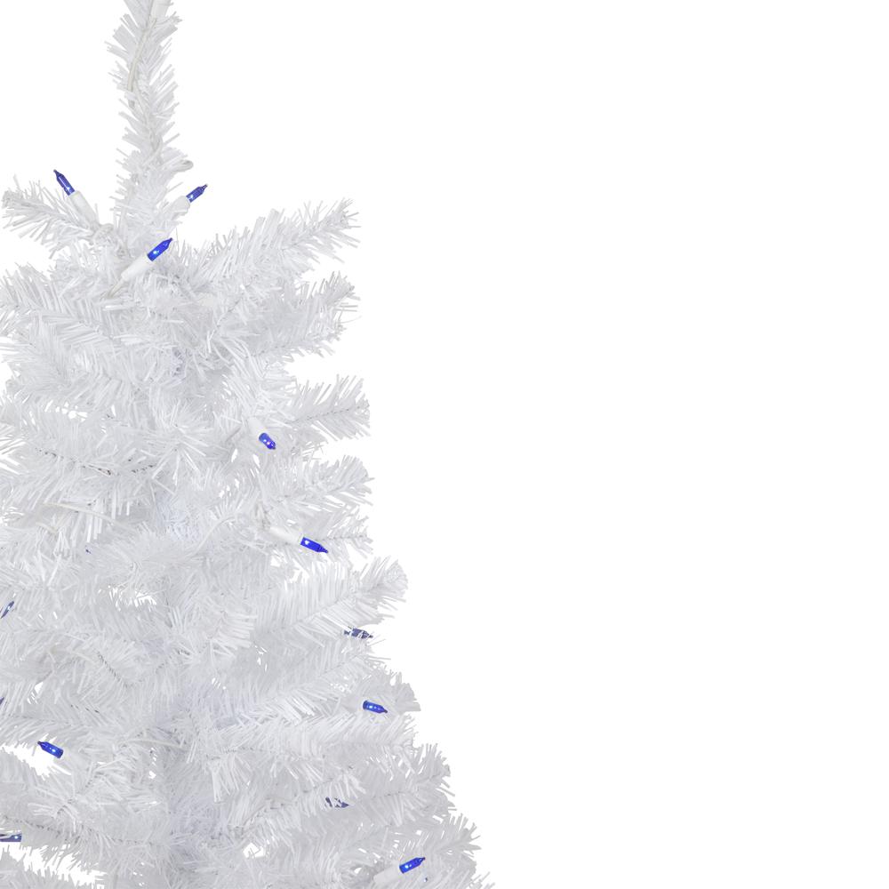 3' Pre-Lit Woodbury White Pine Slim Artificial Christmas Tree  Blue Lights. Picture 3