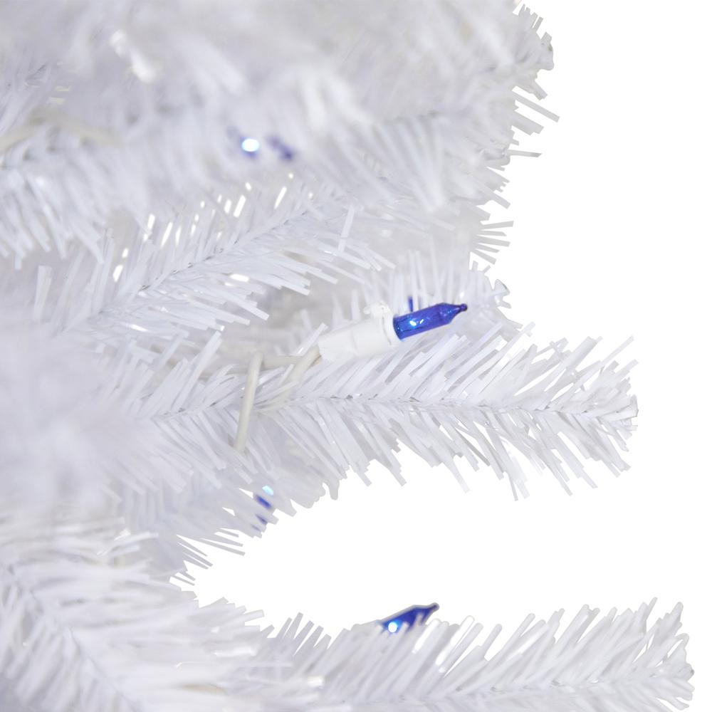 3' Pre-Lit Woodbury White Pine Slim Artificial Christmas Tree  Blue Lights. Picture 2