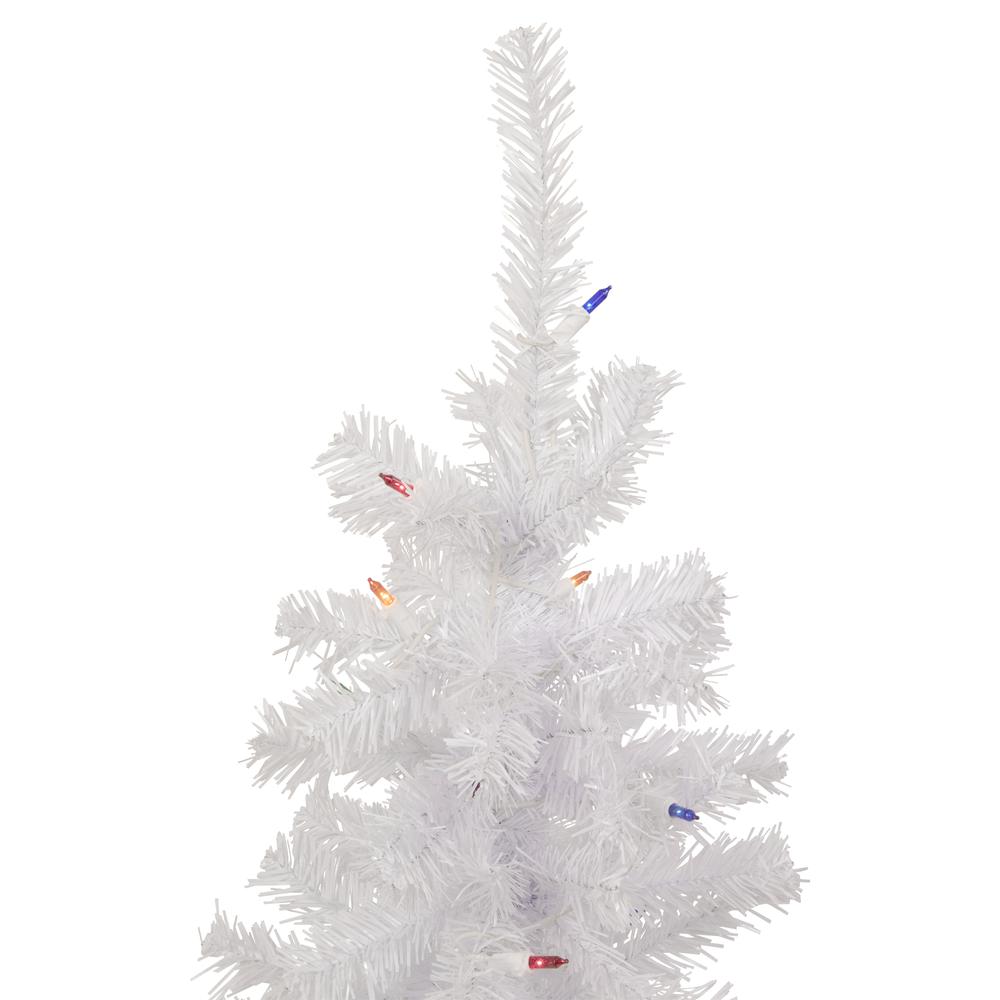 3' Pre-Lit Woodbury White Pine Slim Artificial Christmas Tree  Multi Lights. Picture 3