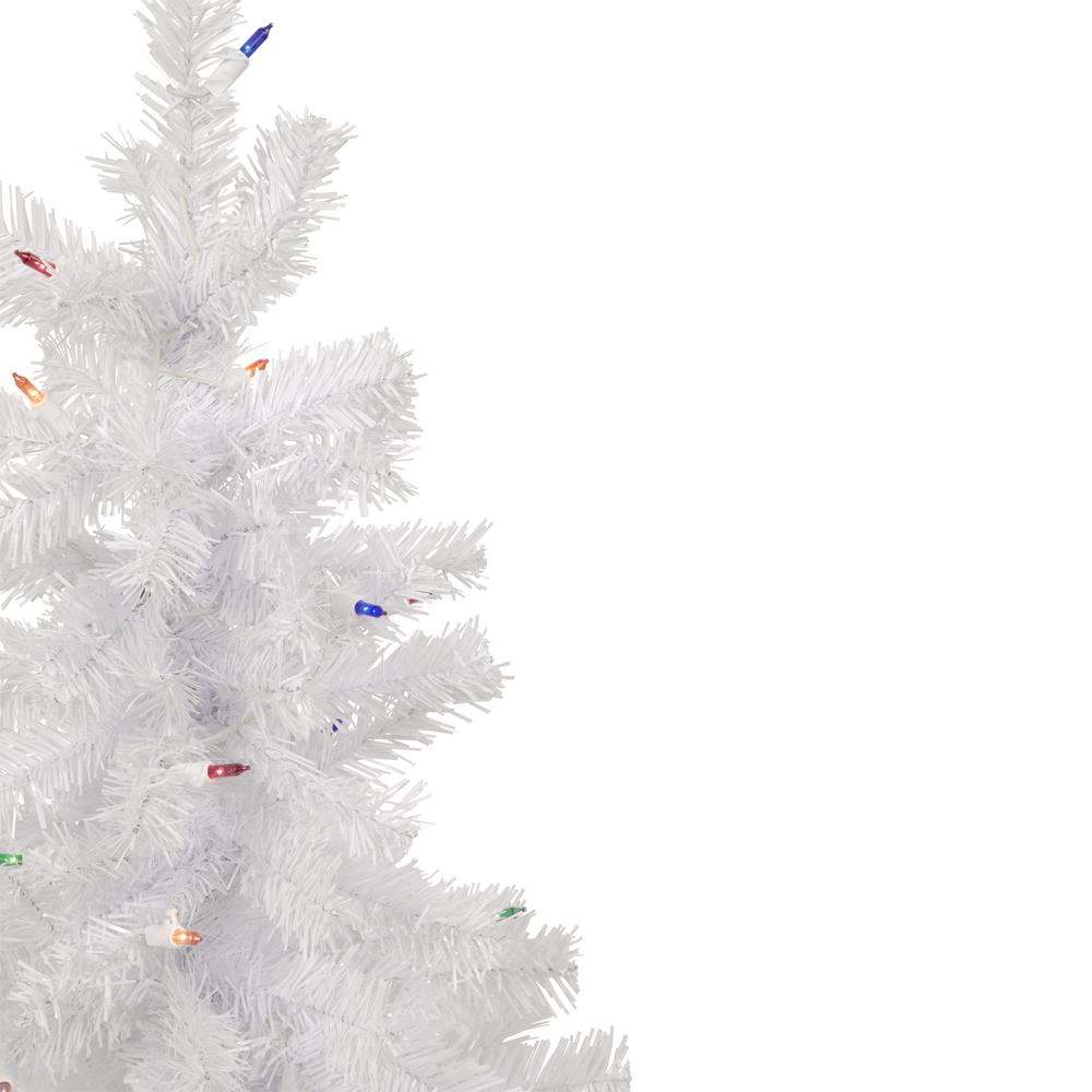 3' Pre-Lit Woodbury White Pine Slim Artificial Christmas Tree  Multi Lights. Picture 4