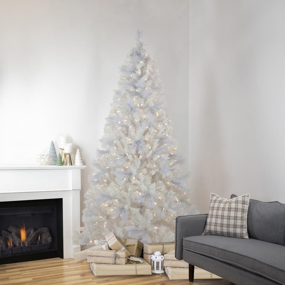 6.5' Pre-Lit Seneca White Spruce Artificial Christmas Tree  Dual Function LED Lights. Picture 2
