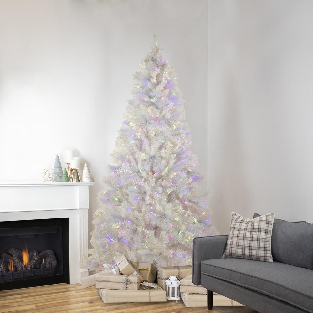 6.5' Pre-Lit Seneca White Spruce Artificial Christmas Tree  Dual Function LED Lights. Picture 3