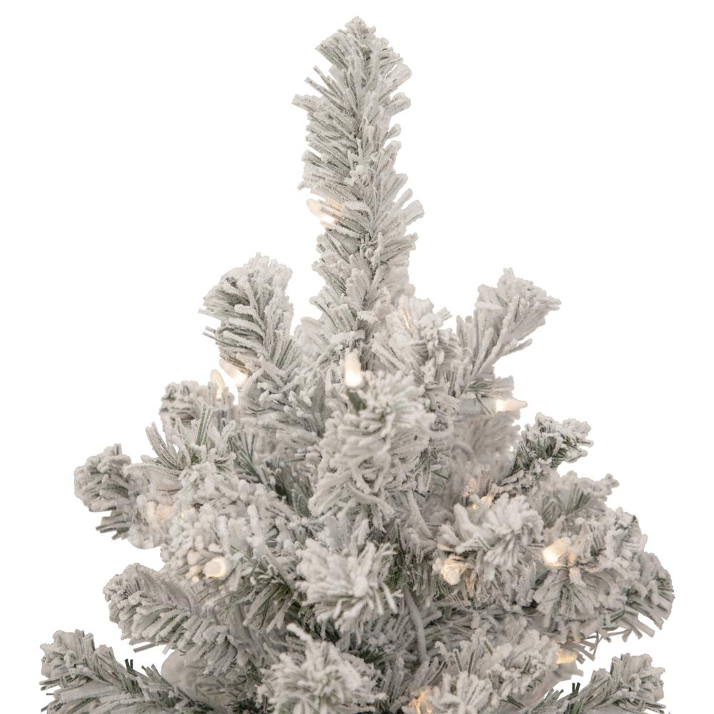 2' Pre-Lit Flocked Madison Pine Artificial Christmas Tree  Clear Lights. Picture 4