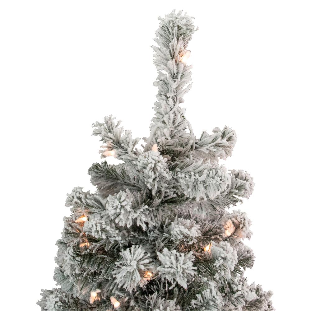 4.5' Pre-Lit Flocked Madison Pine Artificial Christmas Tree  Clear Lights. Picture 3