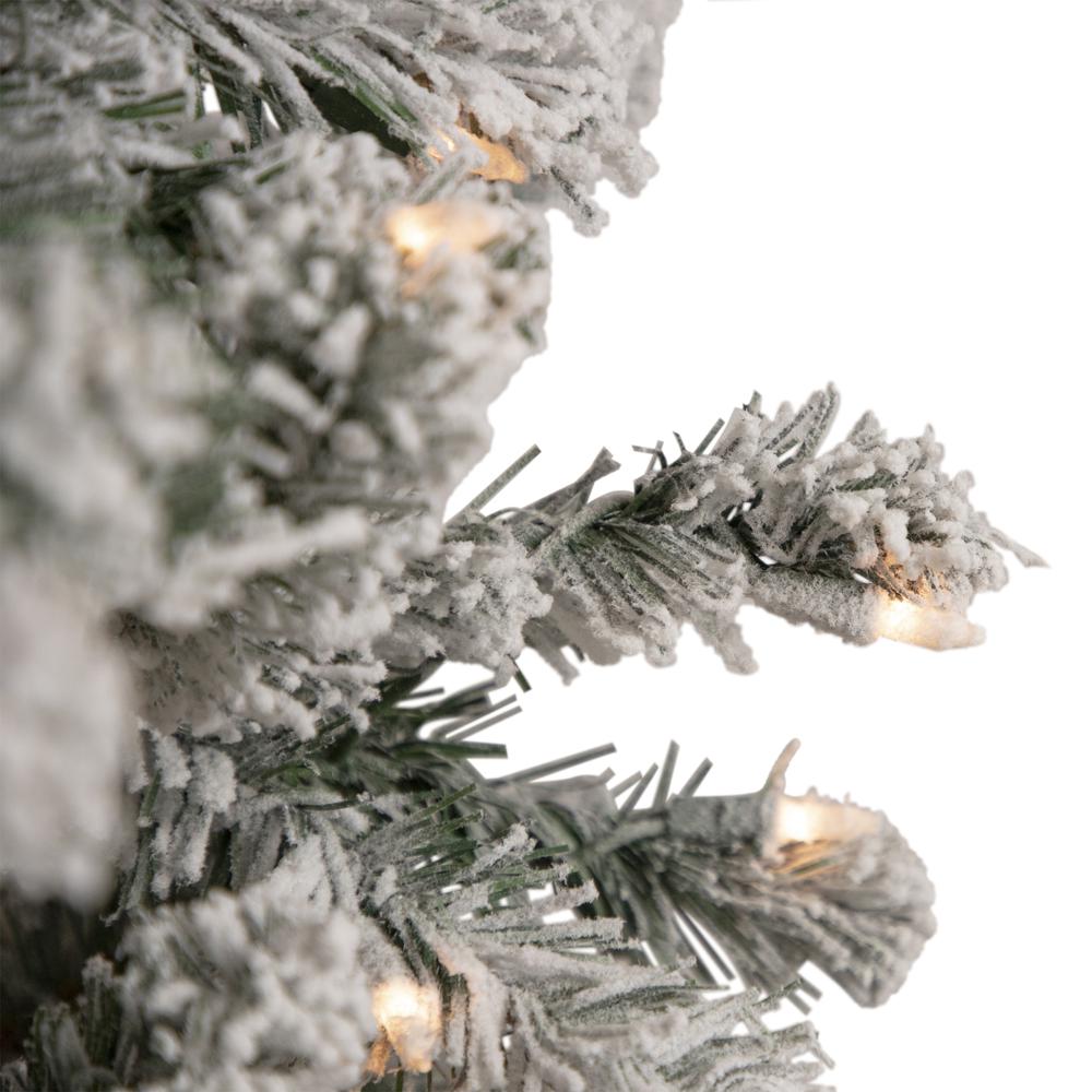 6.5' Pre-Lit Flocked Madison Pine Medium Artificial Christmas Tree  Clear Lights. Picture 6