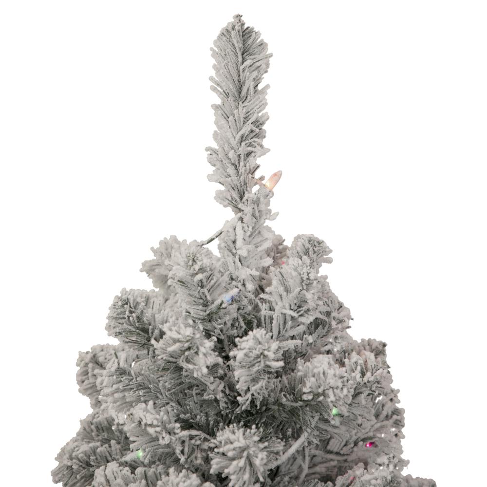 3' Pre-Lit Medium Heavily Flocked Madison Pine Artificial Christmas Tree  Multi Lights. Picture 4