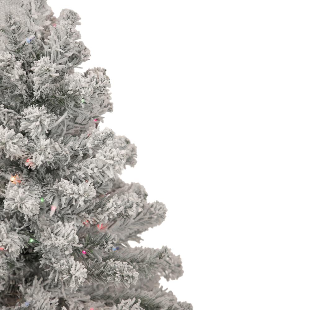 3' Pre-Lit Medium Heavily Flocked Madison Pine Artificial Christmas Tree  Multi Lights. Picture 3