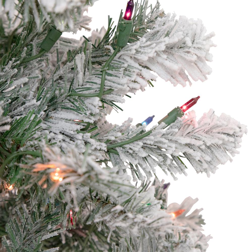 3' Pre-Lit Medium Heavily Flocked Madison Pine Artificial Christmas Tree  Multi Lights. Picture 2